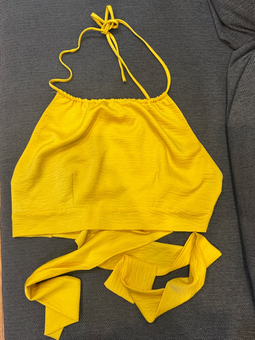 Yellow Halter Tie-Back Crop Top
